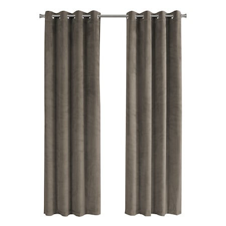 Monarch Specialties Curtain Panel Set, 54"W X 84"L, Grommet, Living Room, Bedroom, Kitchen, Velvet, Beige, PK2 I 9826